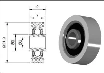 Non-Standard Customized Plastic Bearing Pulley Coated Nylon/POM Flat-Type Bearing Pulley 6*21.9*7mm